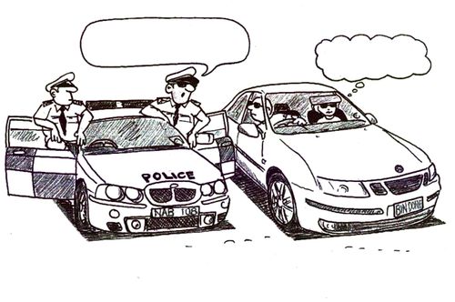 Stopped by the police.
