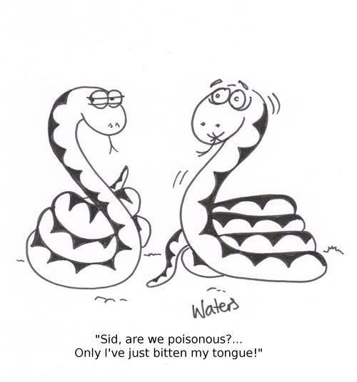 'Sid, are we poisonous?... Only I've just bitten my tongue!'