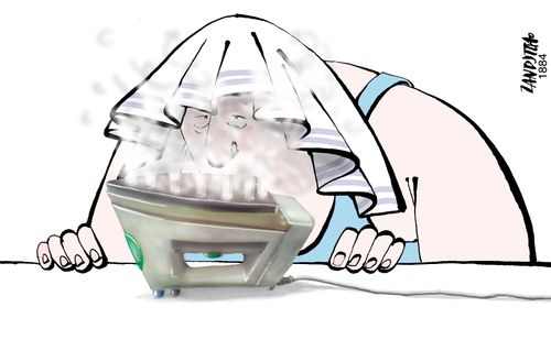 Using an iron for a facial.