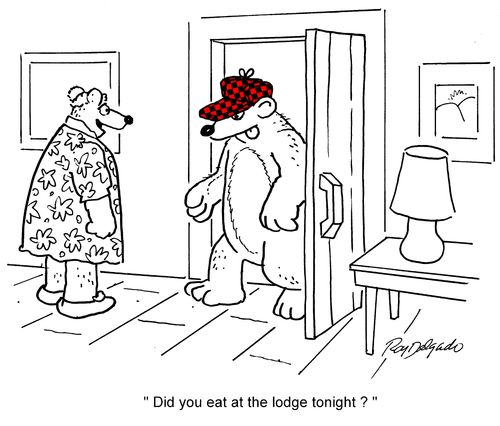 'Did you eat at the lodge tonight?'