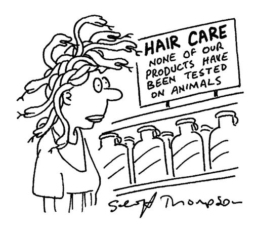 Medusa trying to buy hair care products.