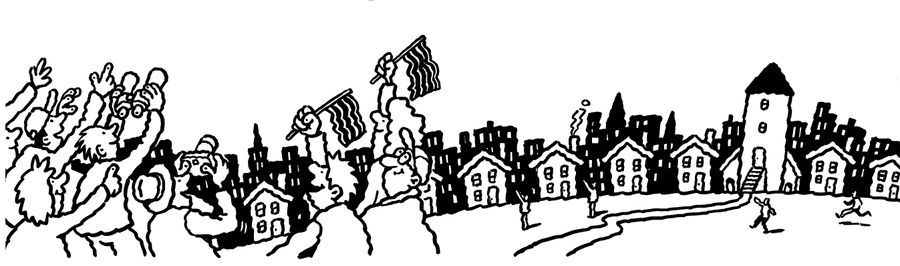 A tourist  group pointing and taking photographs.
