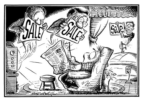 Man bombarded by sale adverts in the media