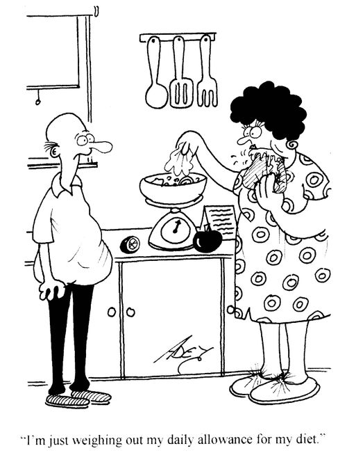 'I'm just weighing out my daily allowance for my diet.'
