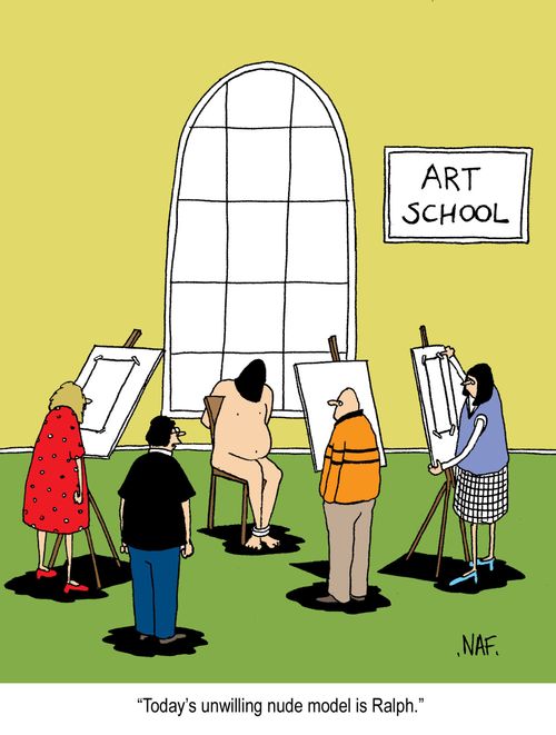 'Today's unwilling nude model is Ralph.'