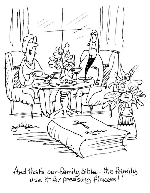 'And that's our family bible - the family use it for pressing flowers!'
