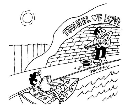 Busker in Tunnel of Love.