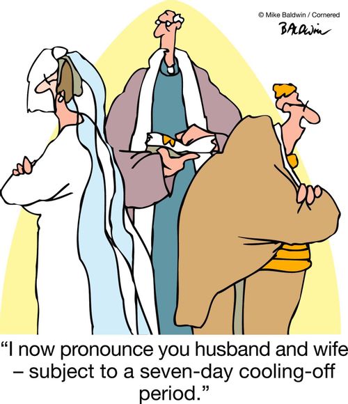 "I now pronounce you husband and wife ??" subject to a seven-day cooling-off period,"