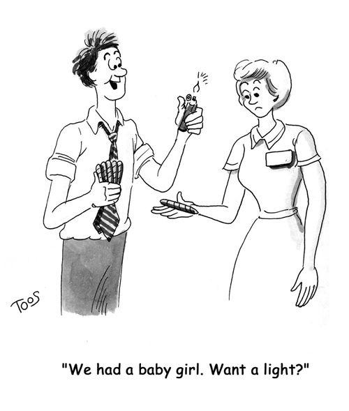 'We had a baby girl. Want a light?'