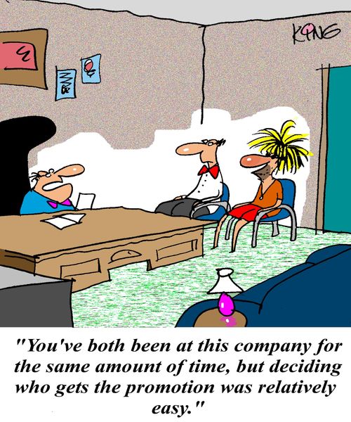 'You've both been at this company for the same amount of time, but deciding who gets the promotion was relatively easy.'