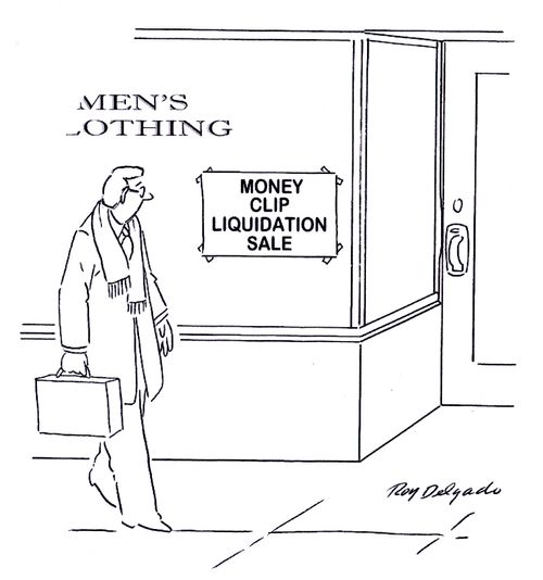 Money clip liquidation sale.