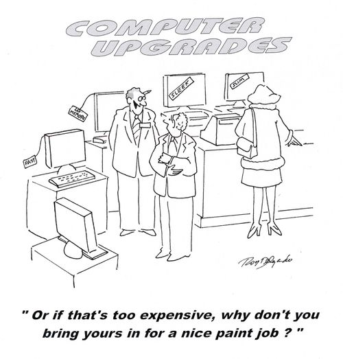 'Or if that's too expensive, why don't you bring yours in for a nice paint job?'