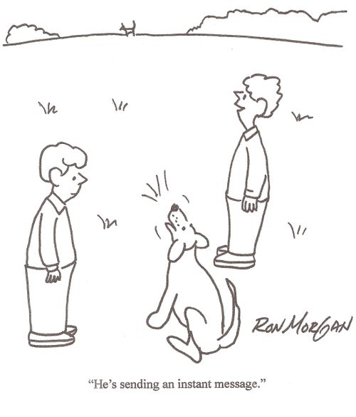 'He's sending an instant message.'