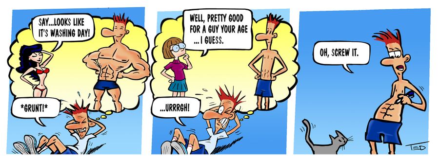 'Pretty good shape for a guy your age.' Ab crunch crazies