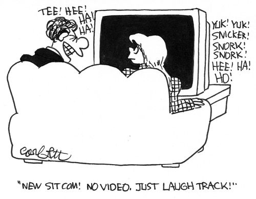 "New sitcom!  No video, just laugh track!"