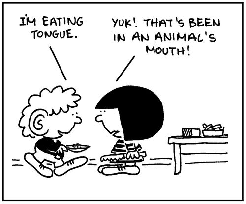 'Yuk. That's been in an animal's mouth.'