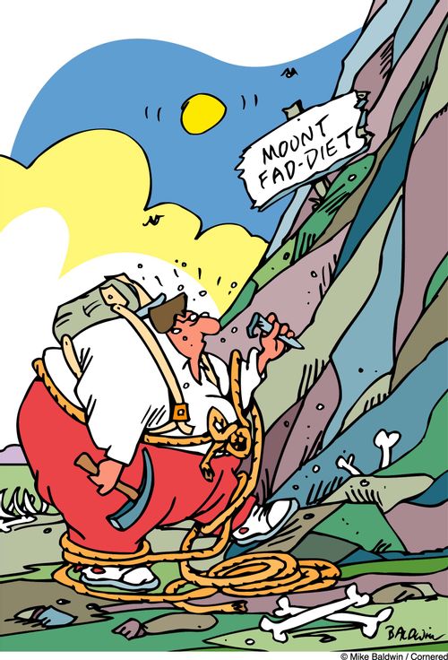 Women climbing Fad-diet mountain.