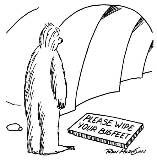 Please wipe your big feet.