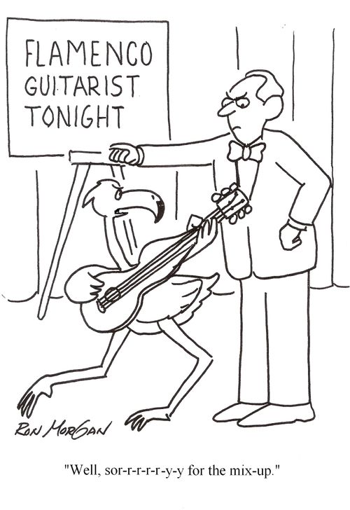 Flamingo misunderstands sign.