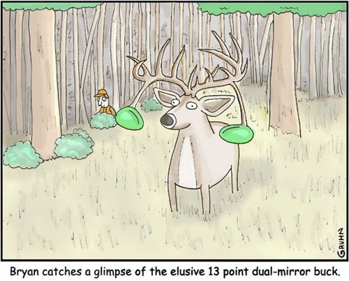 Bryan cathces a glimpse of the elusive 13 point dual-mirror buck.