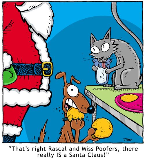 'There really IS a Santa!' Santa busts pets eating his milk and cookies