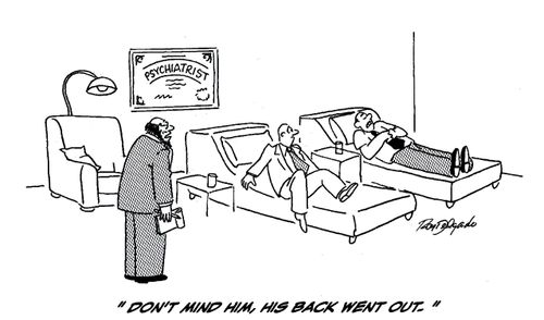 'Don't mind him, his back went out.'