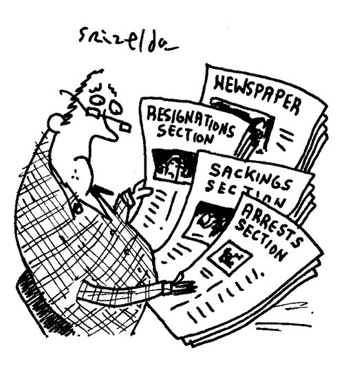 Resignations section of newspaper