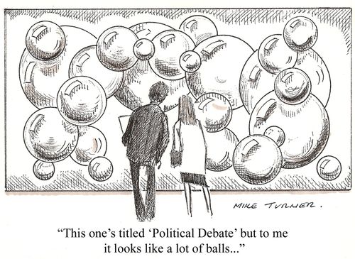 'This one's titled 'Political Debate' but to me it looks like a lot of balls. . .'