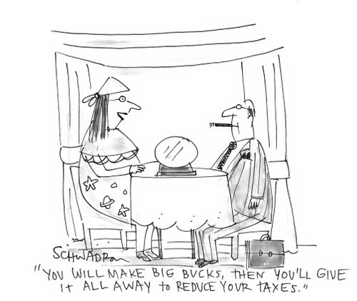 'You will make big bucks, then you'll give it all away to reduce your taxes.'