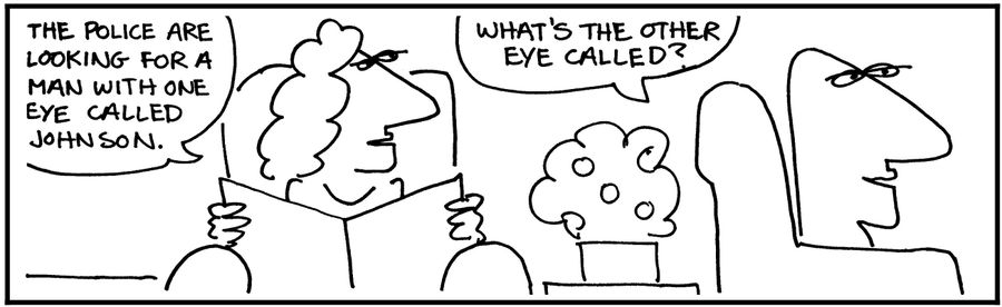 'Police are looking for a man with one eye called Johnson.'