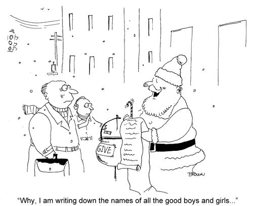 'Why, I am writing down the names of all the good boys and girls.'