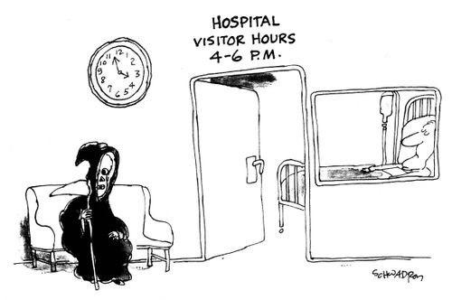 Grim Reaper Waits For Hospital Visitor Hours
