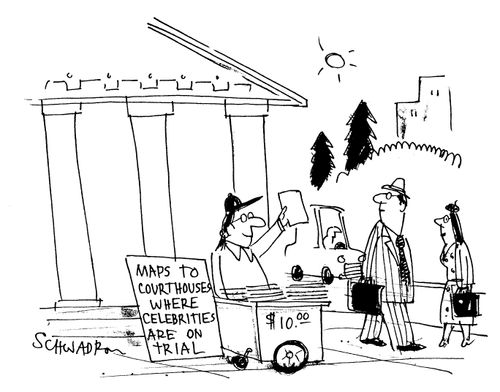 'Maps to courthouse where celebrities are on trial.'