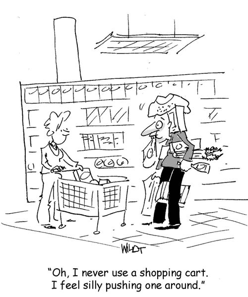 Oh, I never use a shopping cart. I feel silly pushing one around.