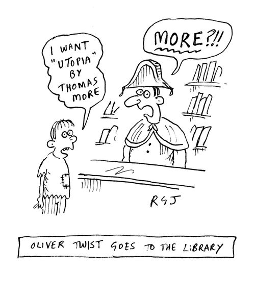 'Oliver Twist goes to the library.'