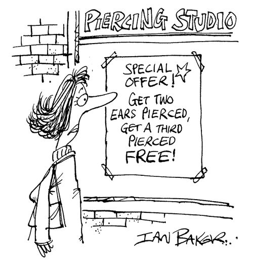 Special offer! Get two ears pierced, get a third pierced free!