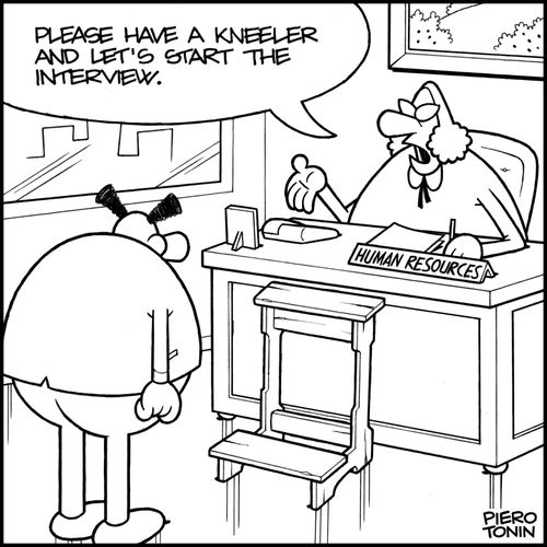 'Please have a kneeler and let's start the interview.'