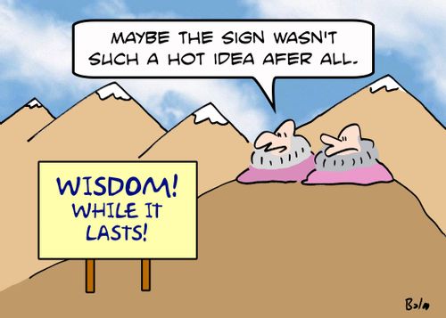 WISDOM! WHILE IT LASTS!, 'Maybe the sign wasn't such a hot idea after all.'