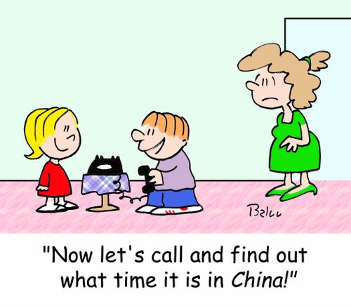 'Now let's call and see what time it is in CHINA!'