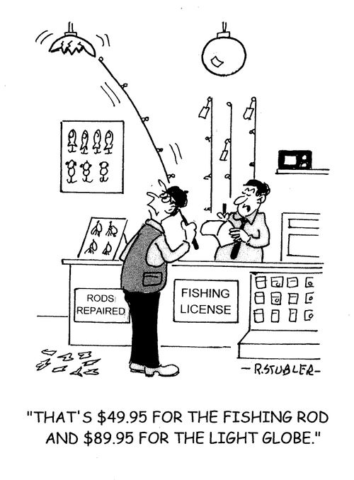'That's $49.95 for the fishing rod and $89.95 for the light globe.'