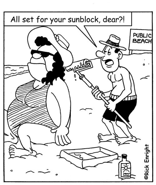 'All set for your sunblock, dear?!'