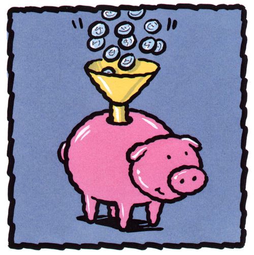 Piggy bank #1: funnel (colour).