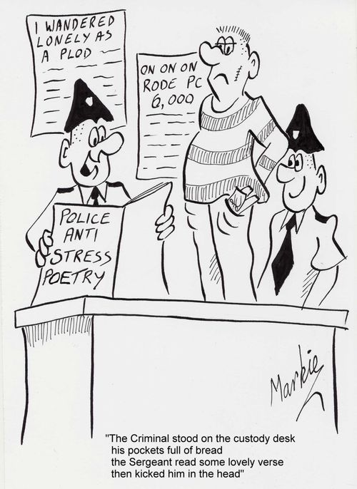 Police introduce poetry to reduce stress - Sergeant reading poetry to criminal.