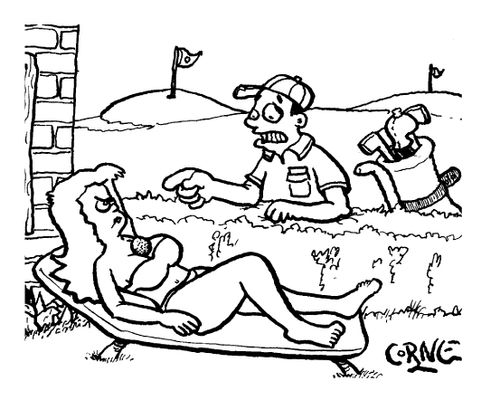 Golfer Has to Retrieve Ball from Female Sunbather's Chest