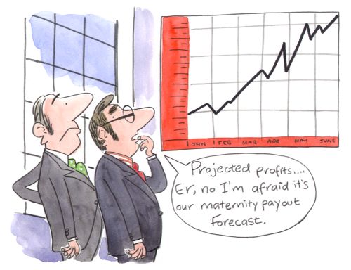"Projected profits...er, no I'm afraid it's our maternity payout forecast."