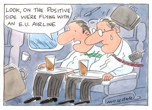 "Look, on the positive side we're flying with an e.u. airline."