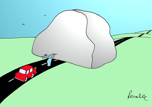 Big stone in the road
