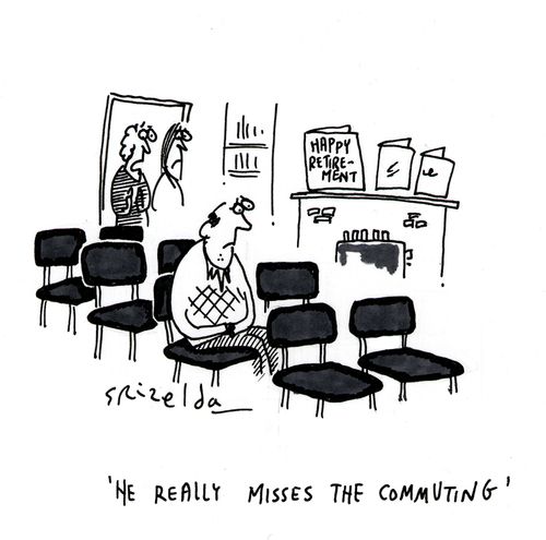 Retired man sits surrounded by chairs - 'He really misses the commuting'