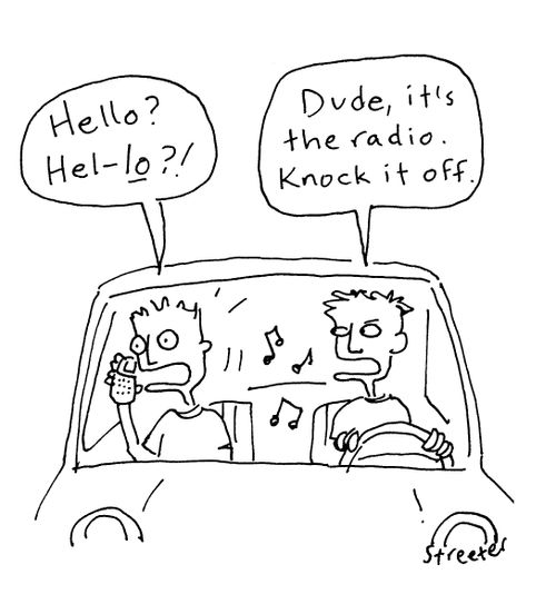 Cell phone ring on the radio.