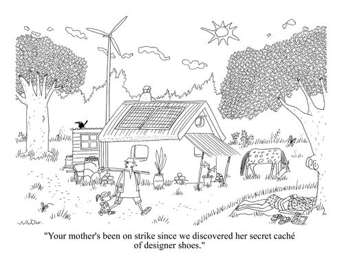'Your mother's been on strike since we discovered her secret cache of designer shoes.'
